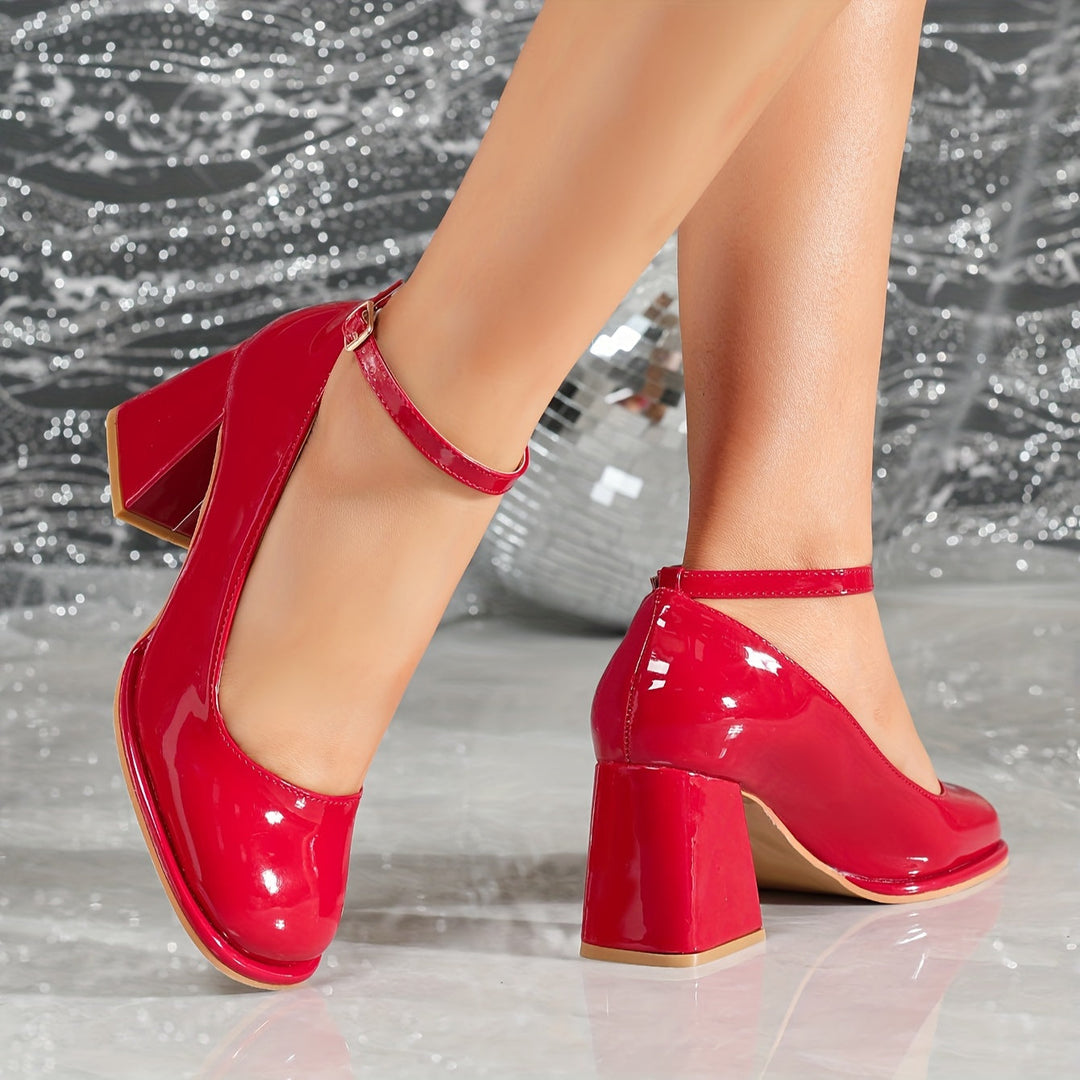 Henriette | Chaussures Mary Jane vernies à talon bloc
