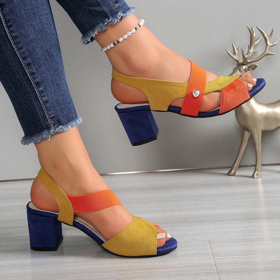 Éva | Sandales slingback multicolores à talon bloc
