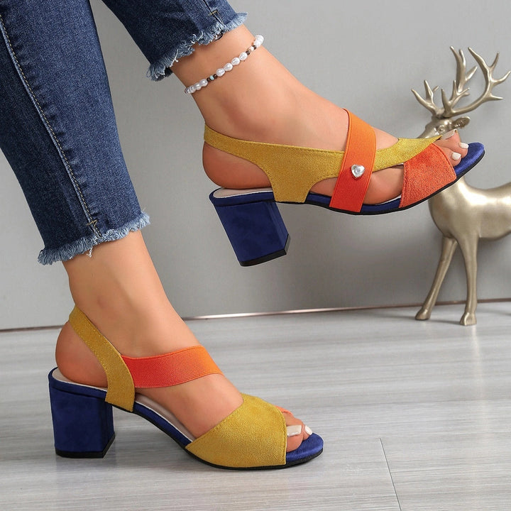 Éva | Sandales slingback multicolores à talon bloc
