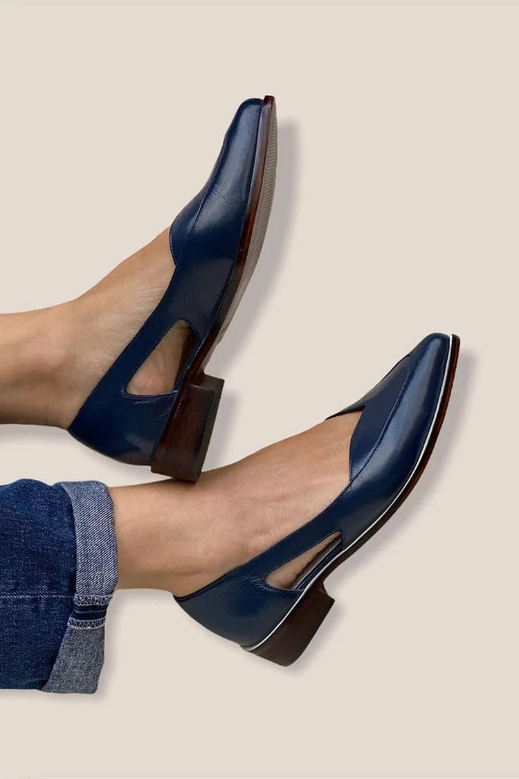 Ballerines à découpe slip-on décontractées Bleu Marine à pointe