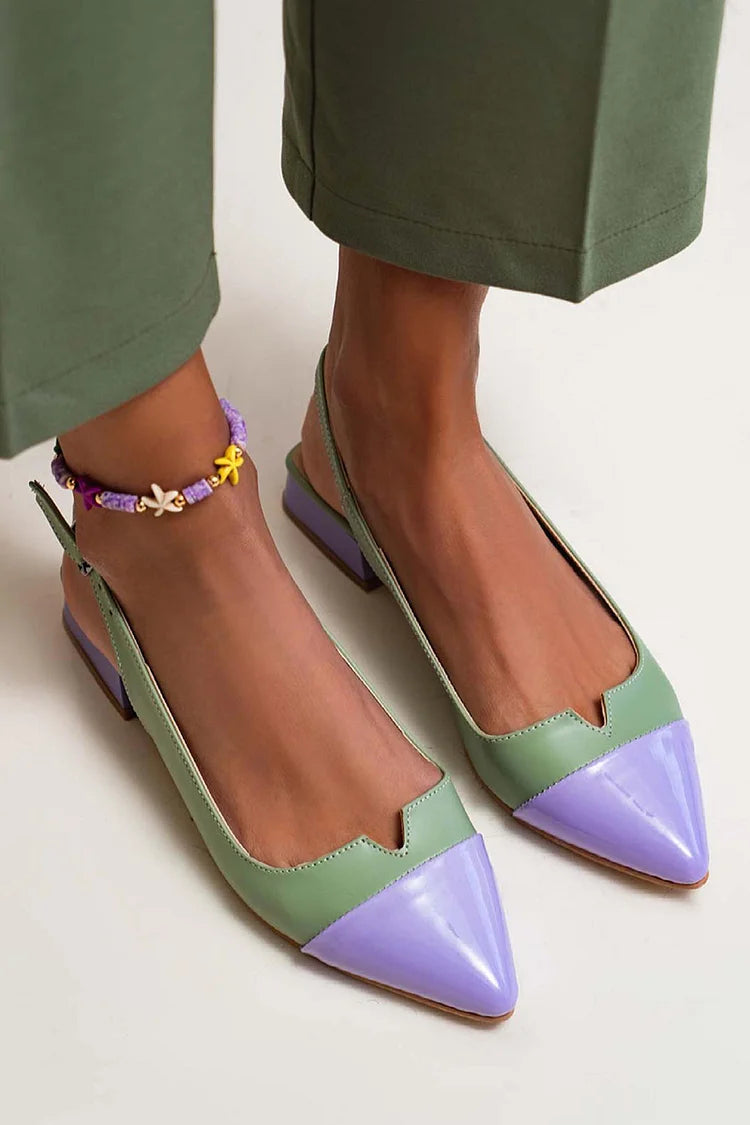 Ballerines slingback découpées color block à pointe avec boucle