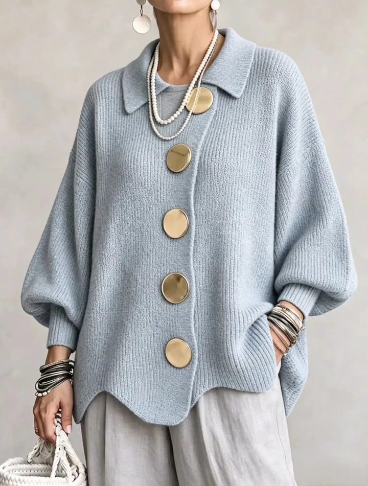 Ortensia | Cardigan oversize à boutons dorés