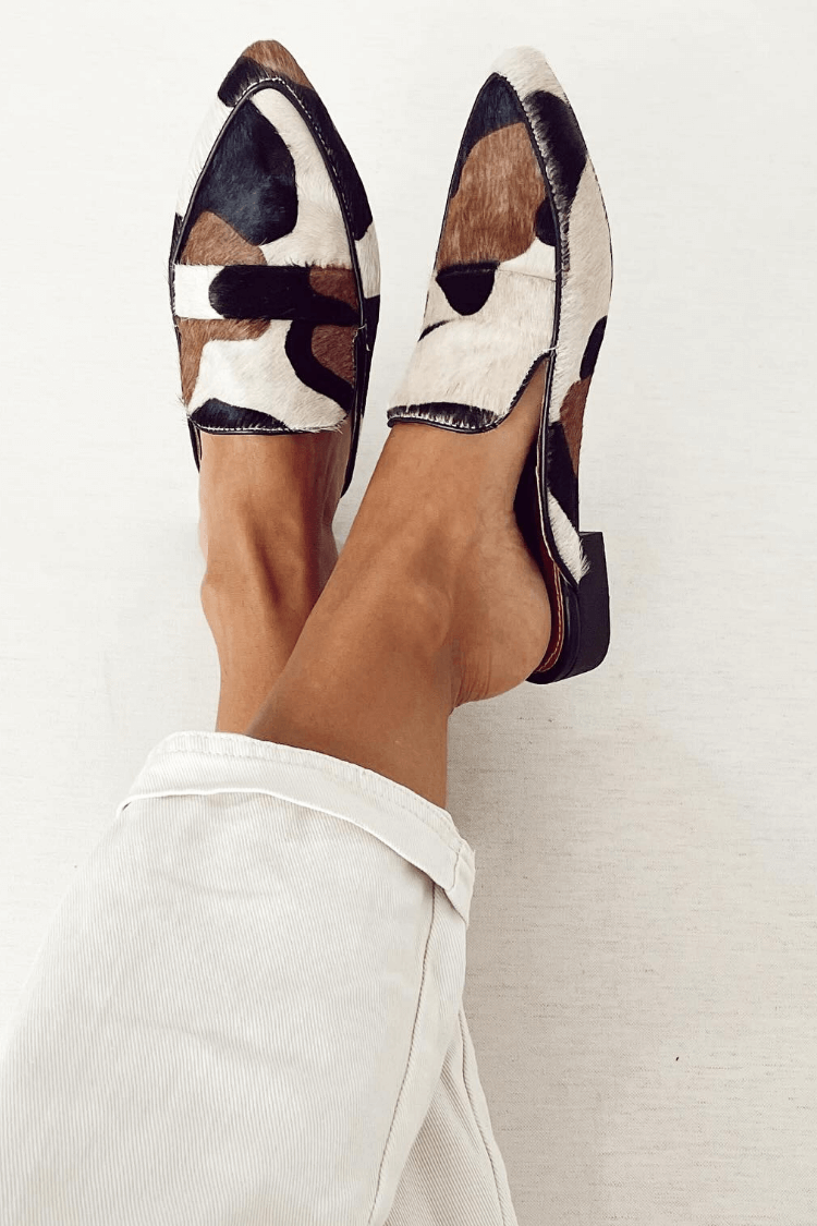 Mocassins patchwork avec imprimé animalier à bout rond