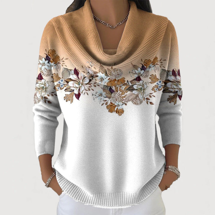 Aurora | Pull floral à col montant