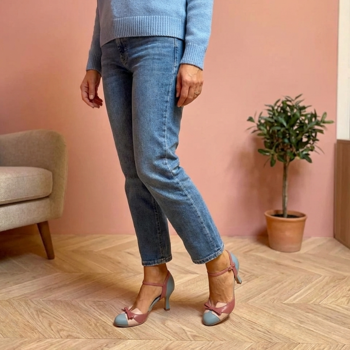 Lisa | Escarpins vintage bicolores à nœud