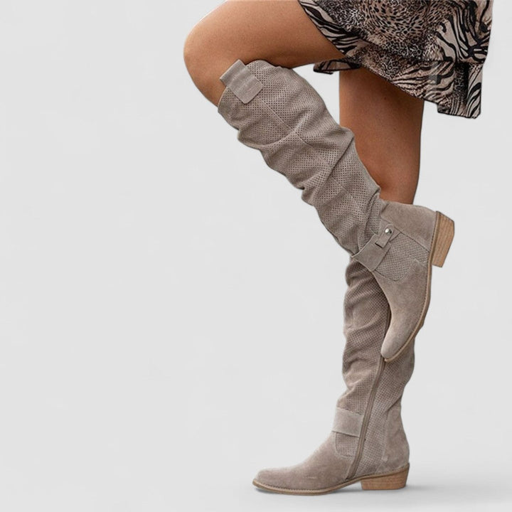 Hazel | Bottes hautes ajourées à fermeture éclair