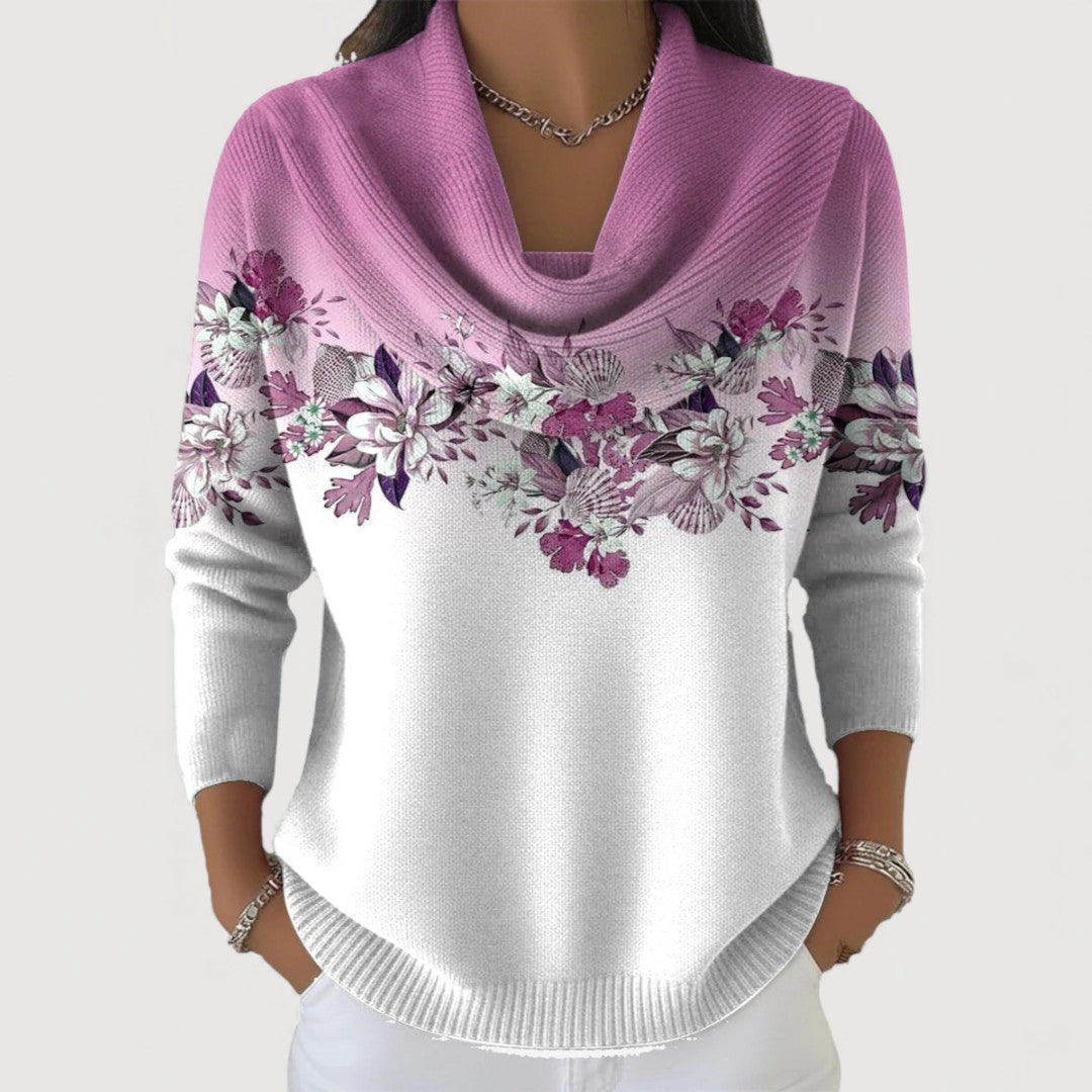 Aurora | Pull floral à col montant