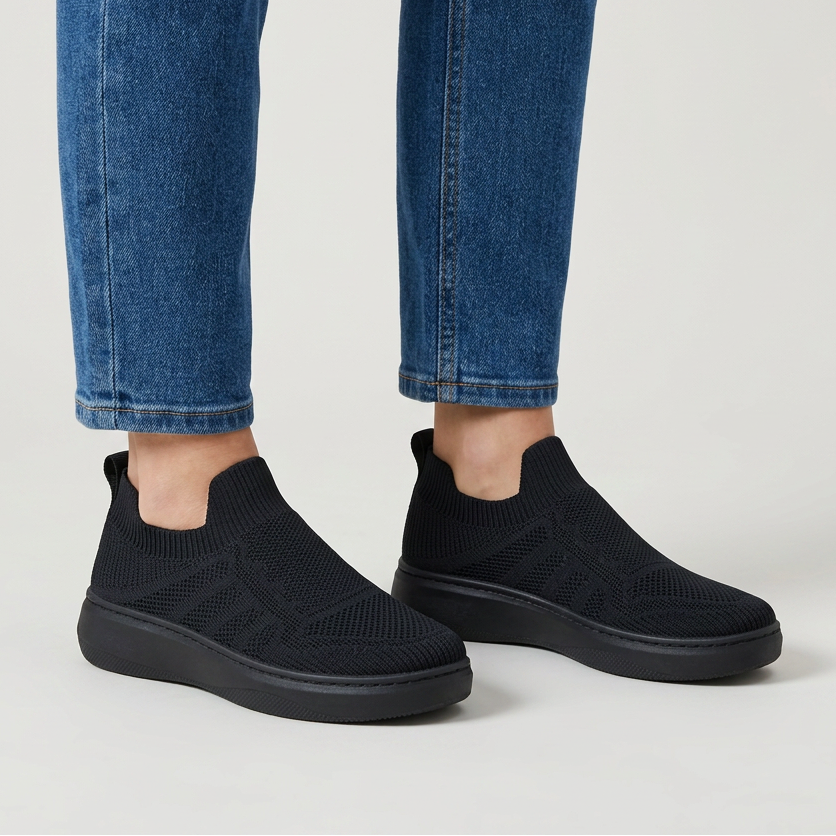Nerea – baskets confortables pour femme, noir intégral
