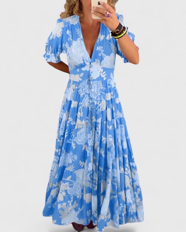 Miriam – Robe fleurie avec décolleté en V