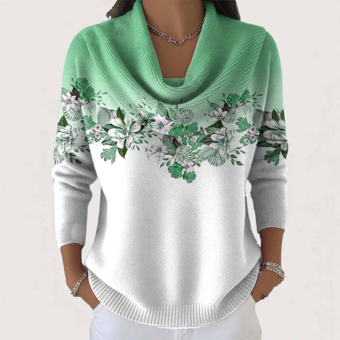 Aurora | Pull floral à col montant