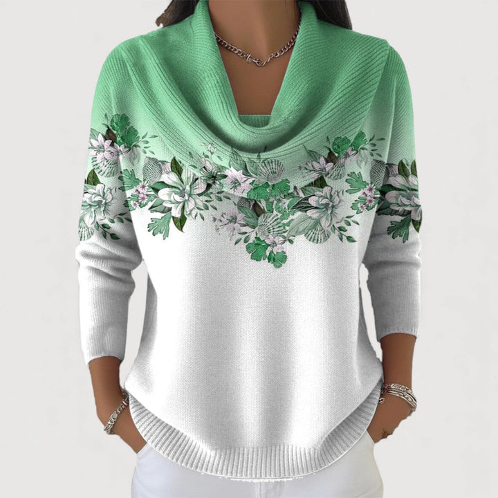 Aurora | Pull floral à col montant
