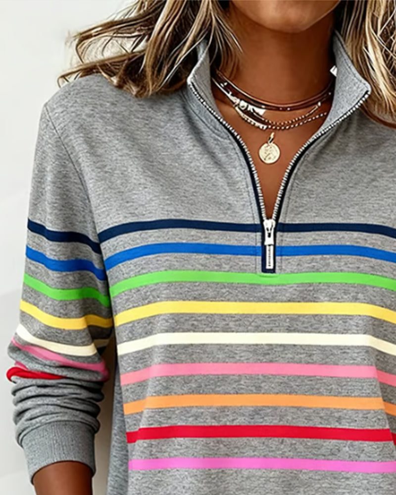 Maggie | Pull rayé à demi-zip pour femme