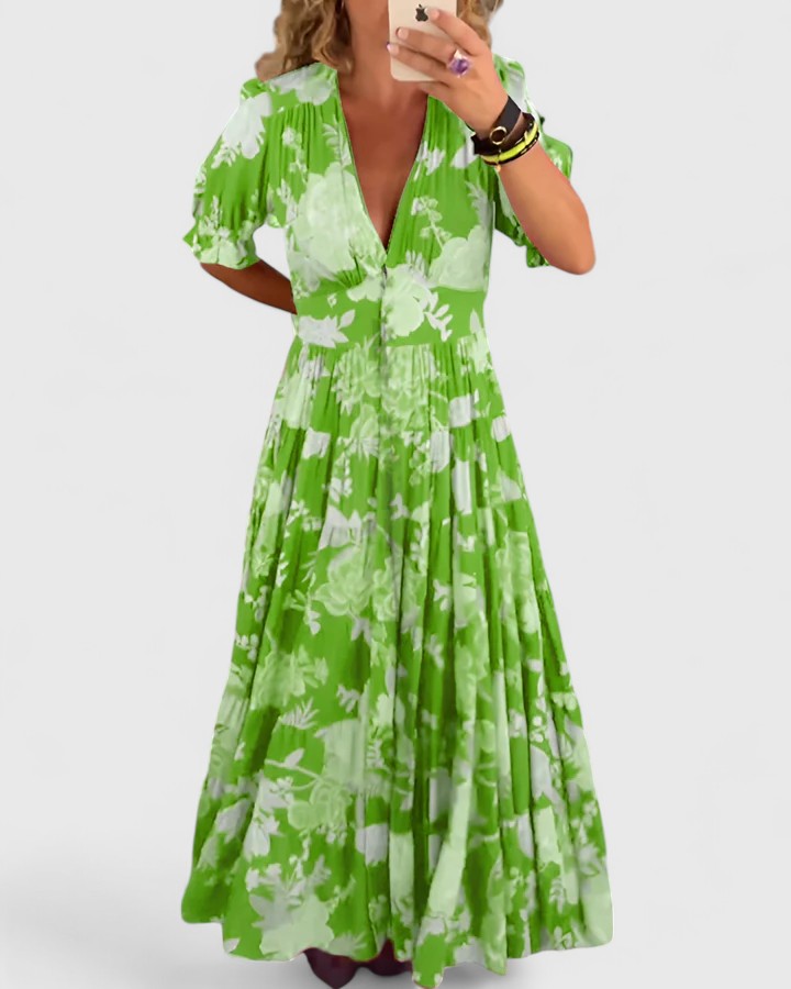 Miriam – Robe fleurie avec décolleté en V