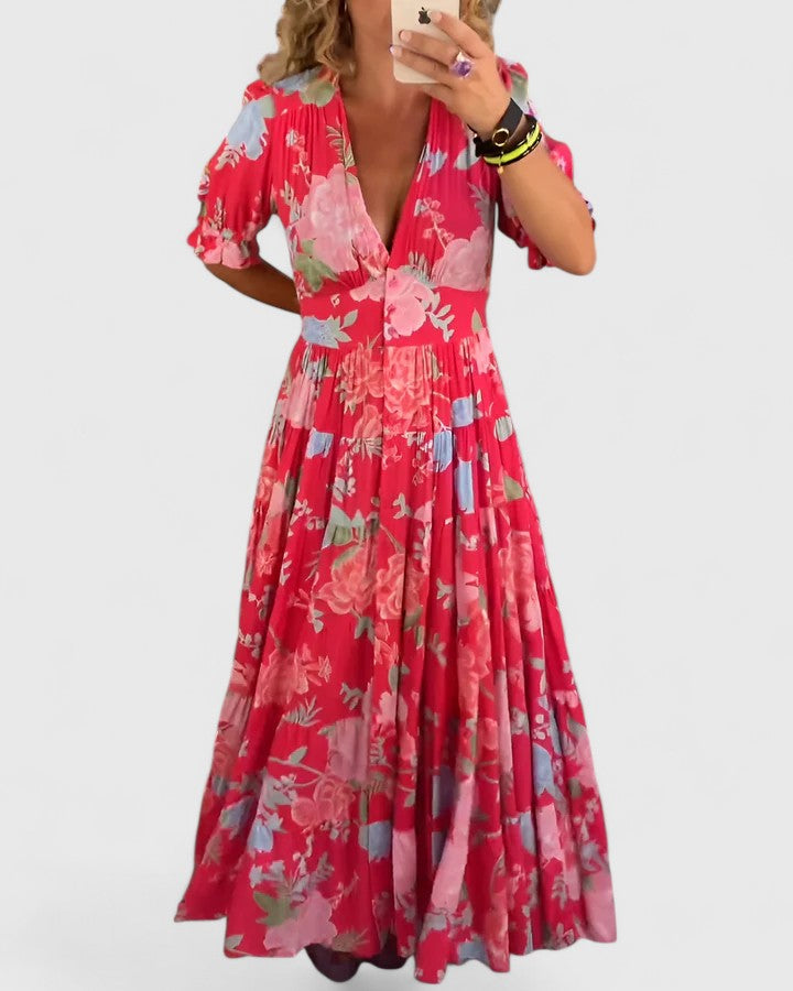 Miriam – Robe fleurie avec décolleté en V