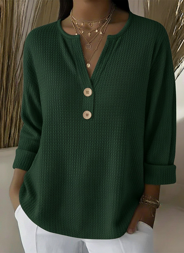 Lucia | T-shirt texturé à col Henley boutonné