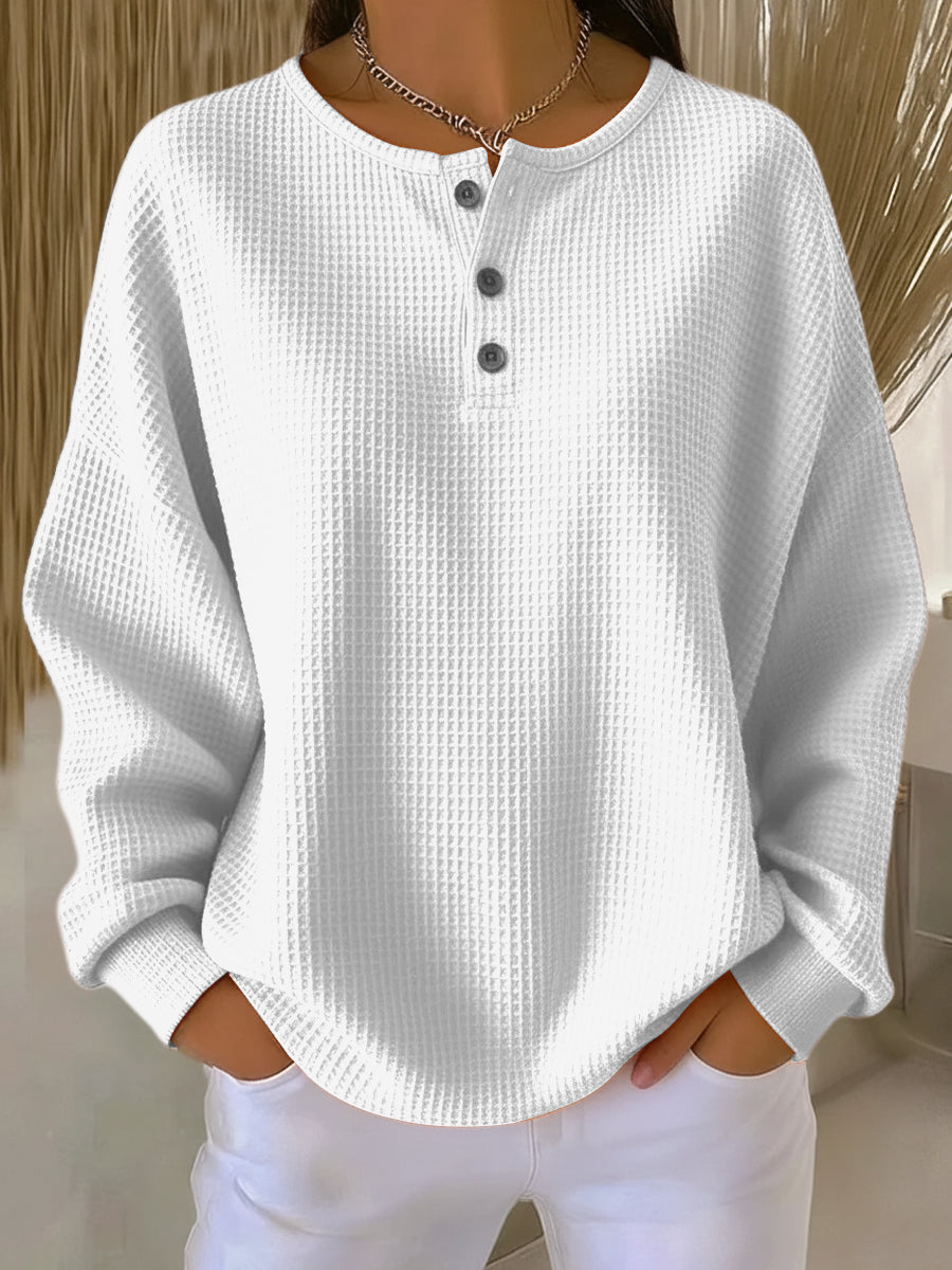 Miranda | Sweat gaufré à col Henley