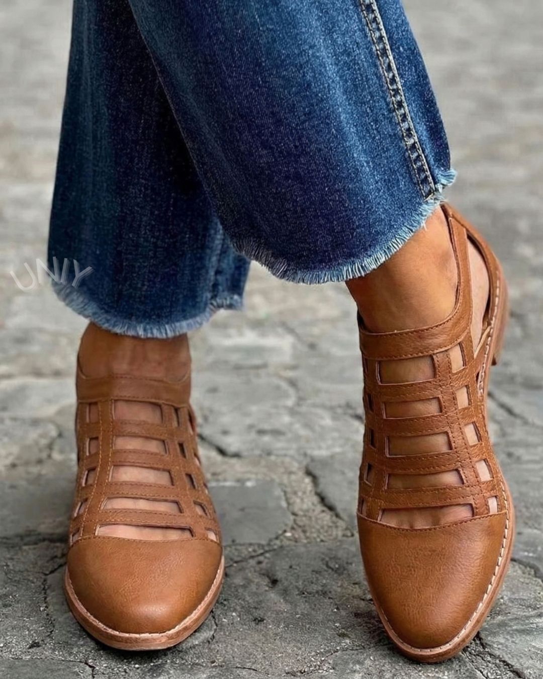 Mocassins tressés polyvalents bas Marron à pointe