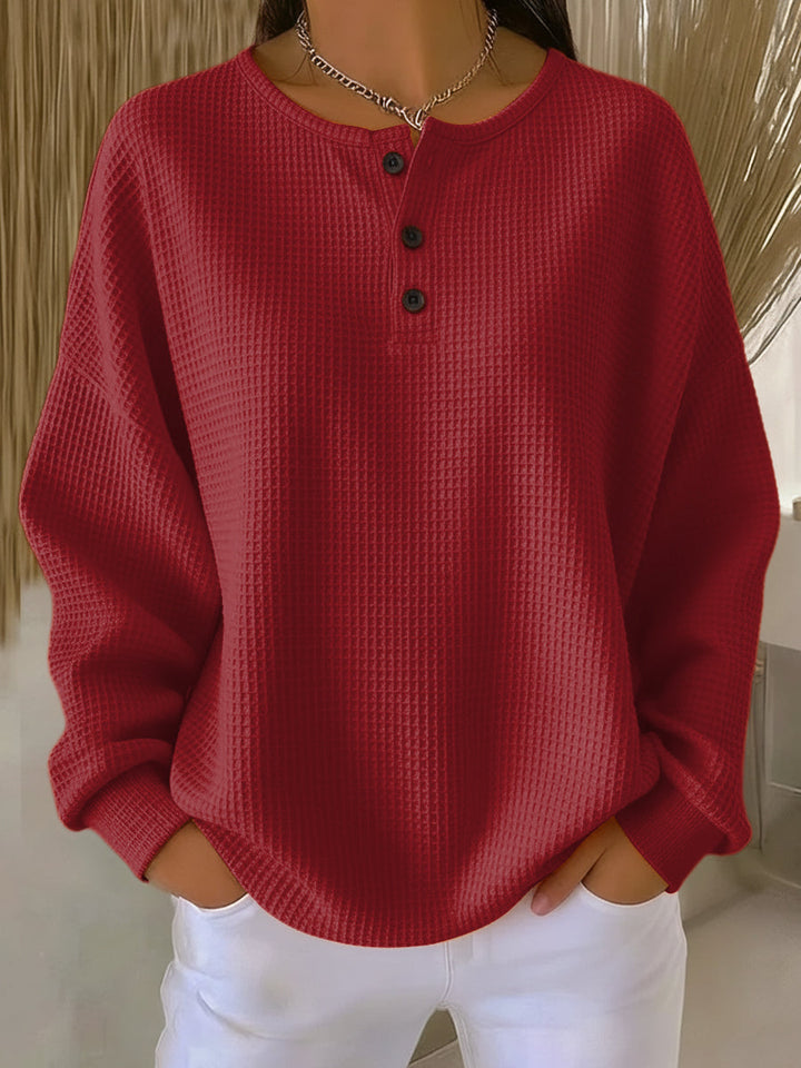 Miranda | Sweat gaufré à col Henley