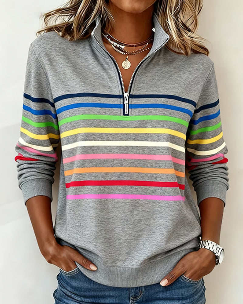 Maggie | Pull rayé à demi-zip pour femme