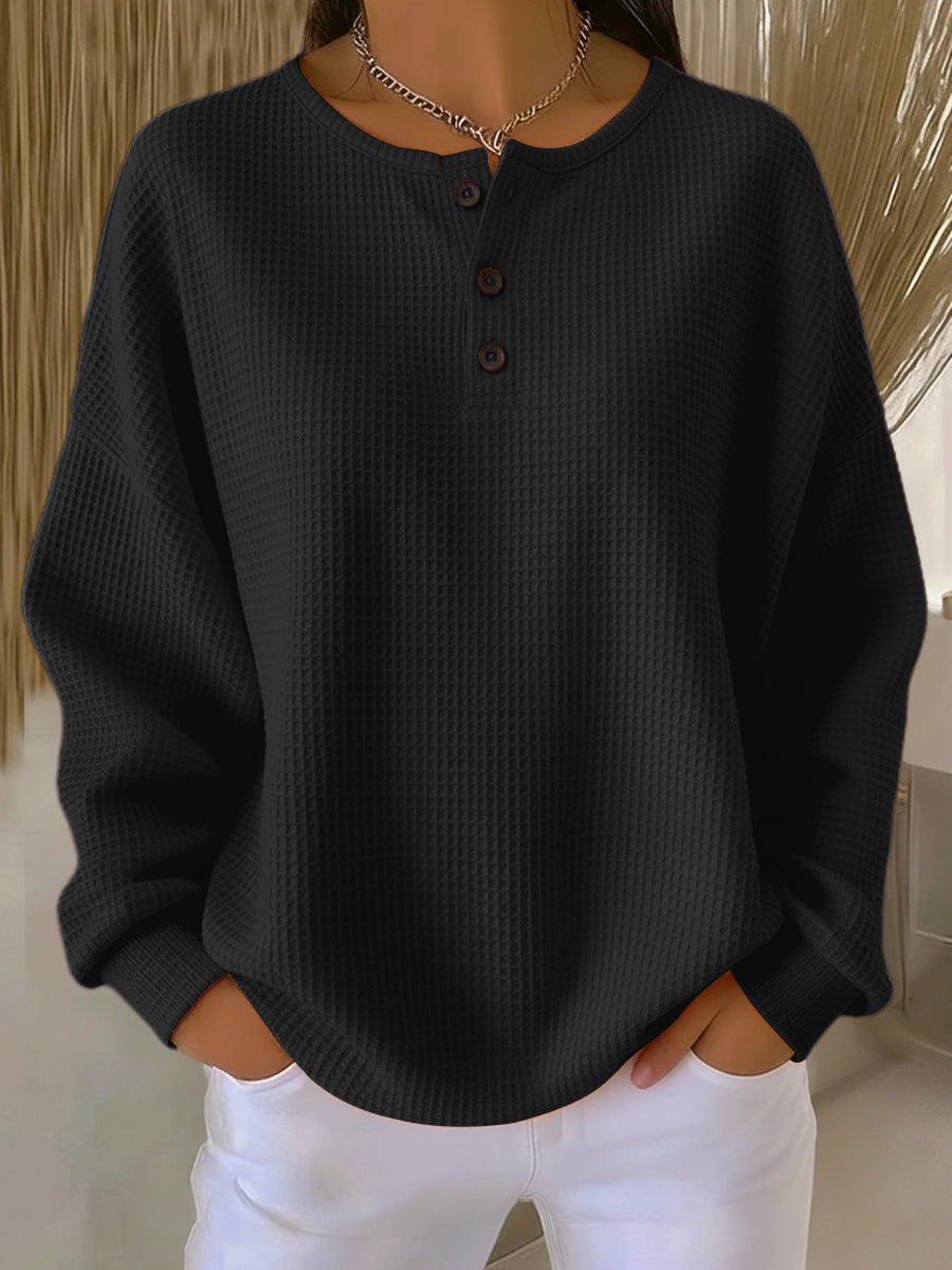 Miranda | Sweat gaufré à col Henley