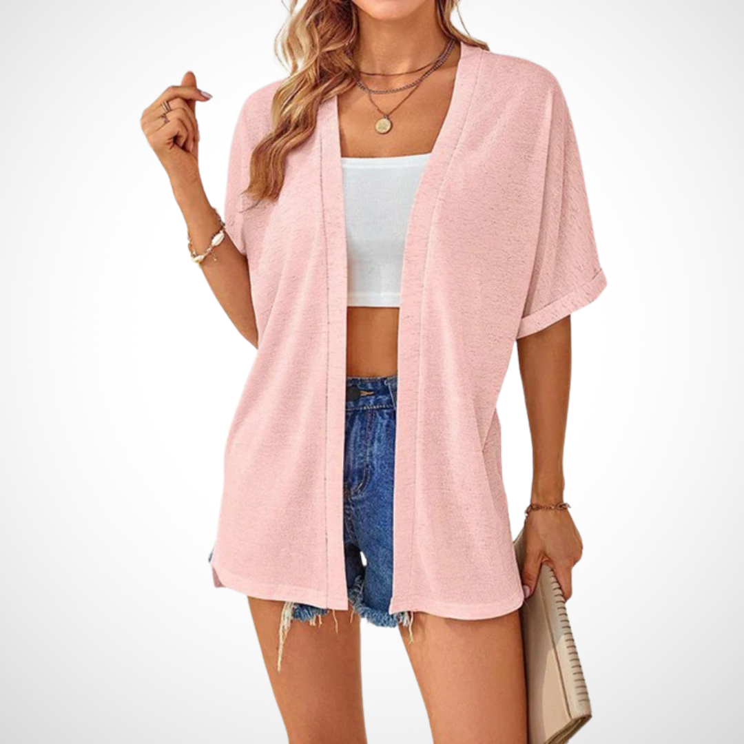 Cardigan Femme Élégant et Flottant à Manches Courtes