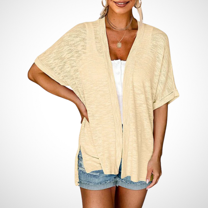 Cardigan Femme Élégant et Flottant à Manches Courtes