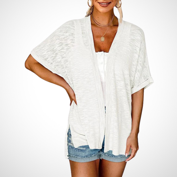 Cardigan Femme Élégant et Flottant à Manches Courtes