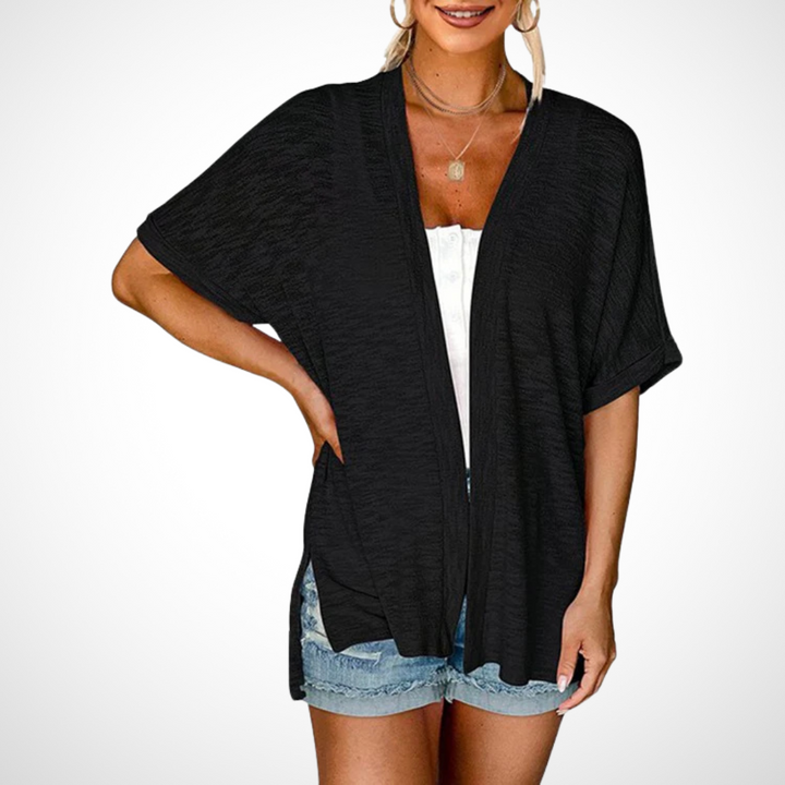 Cardigan Femme Élégant et Flottant à Manches Courtes