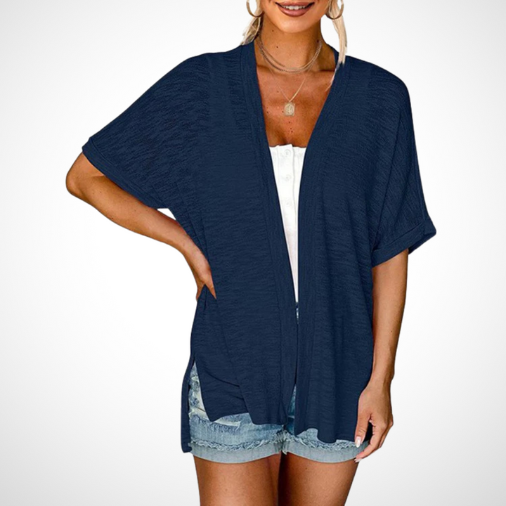 Cardigan Femme Élégant et Flottant à Manches Courtes