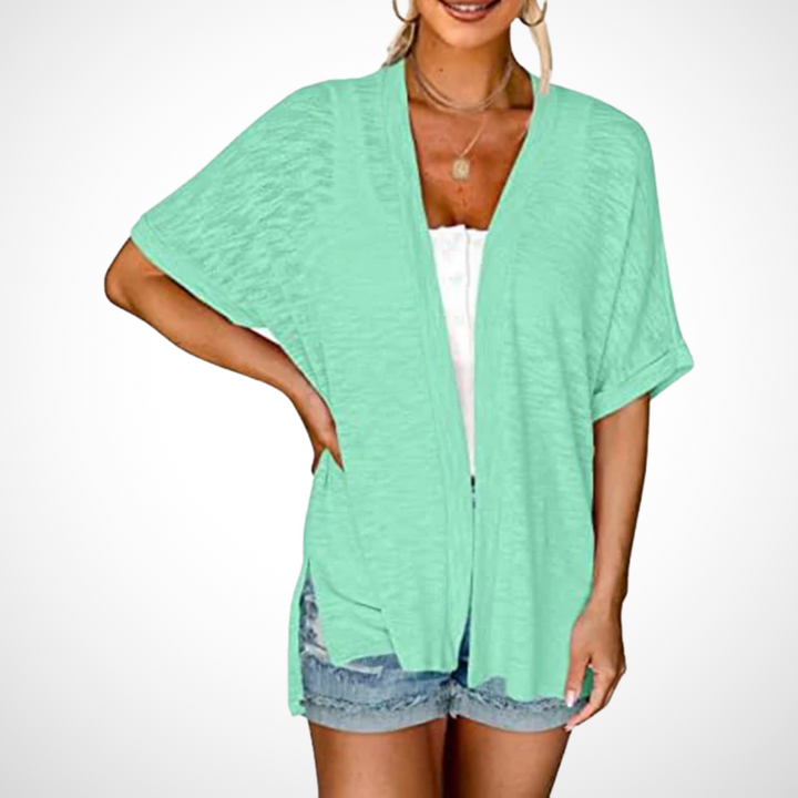 Cardigan Femme Élégant et Flottant à Manches Courtes