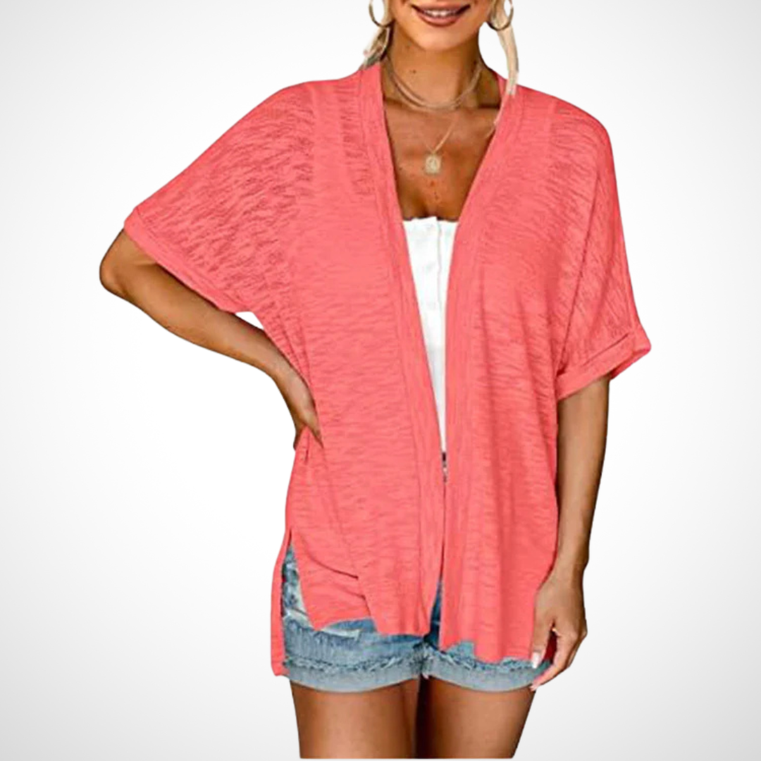 Cardigan Femme Élégant et Flottant à Manches Courtes