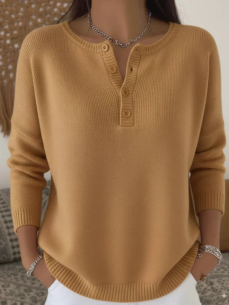 Ernesta | Pull en maille à col Henley boutonné
