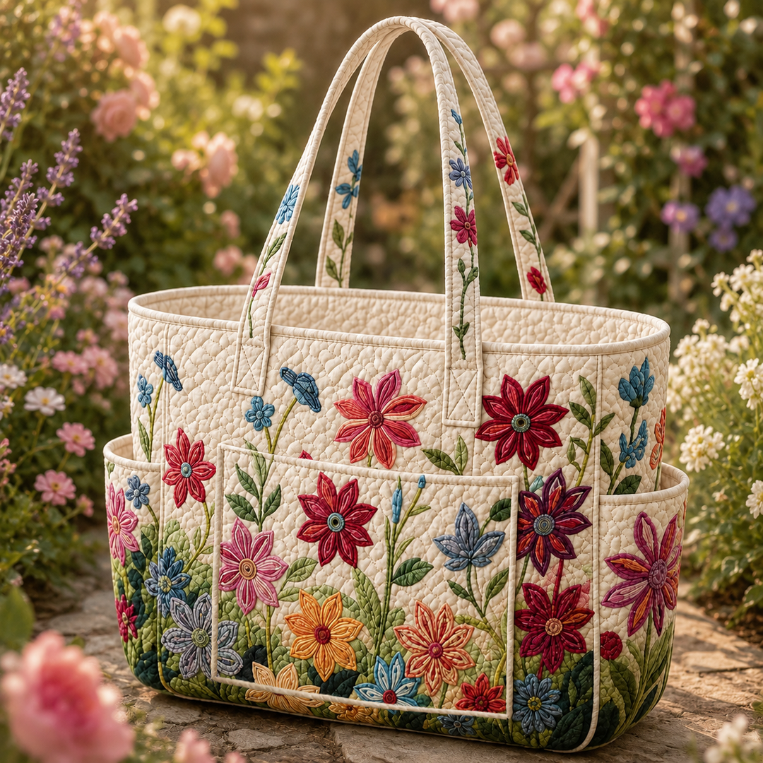 Estelle – sac cabas matelassé au champ de fleurs
