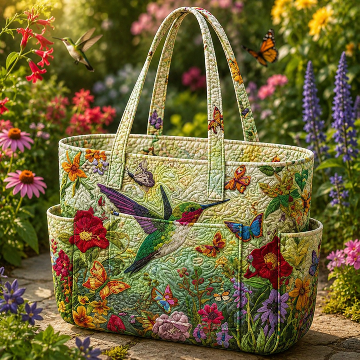 Anaïs – sac cabas matelassé aux colibris fleuris
