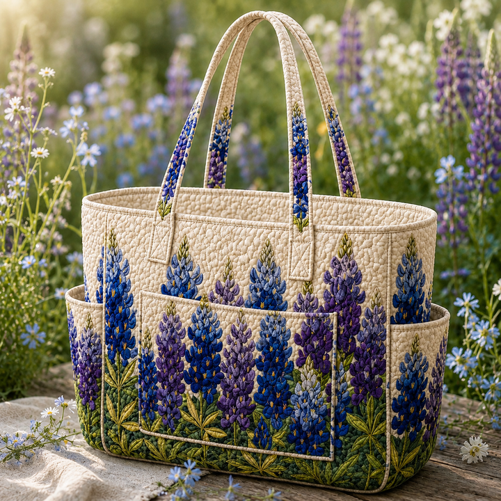 Margaux – sac cabas matelassé aux fleurs bleues