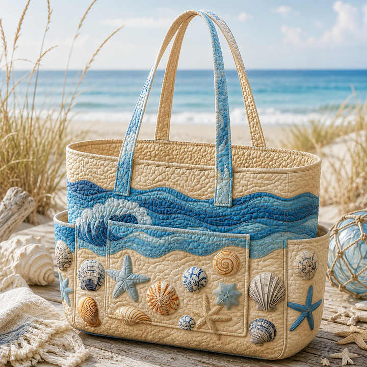 Céleste – sac cabas matelassé aux trésors marins