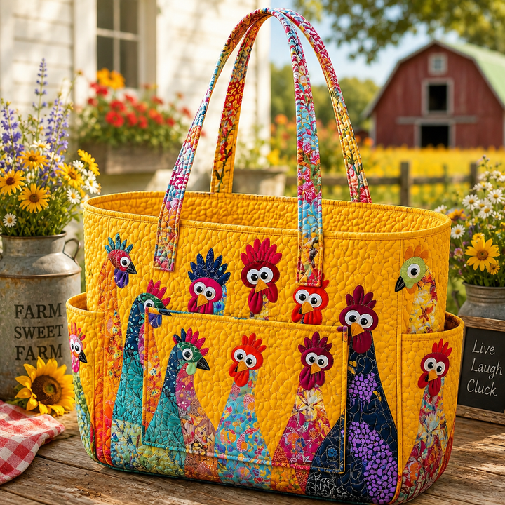 Colette – sac cabas matelassé à la poule fantaisie