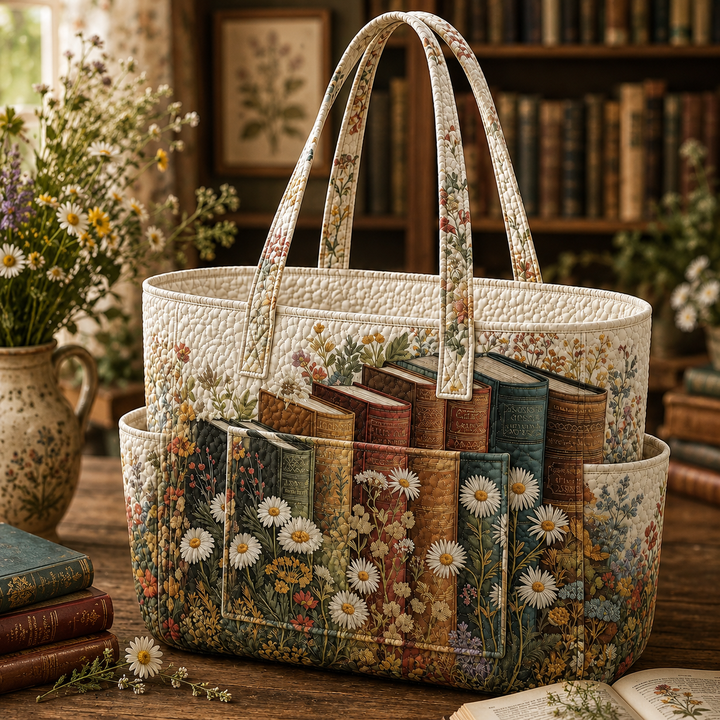 Adèle – sac cabas matelassé aux livres