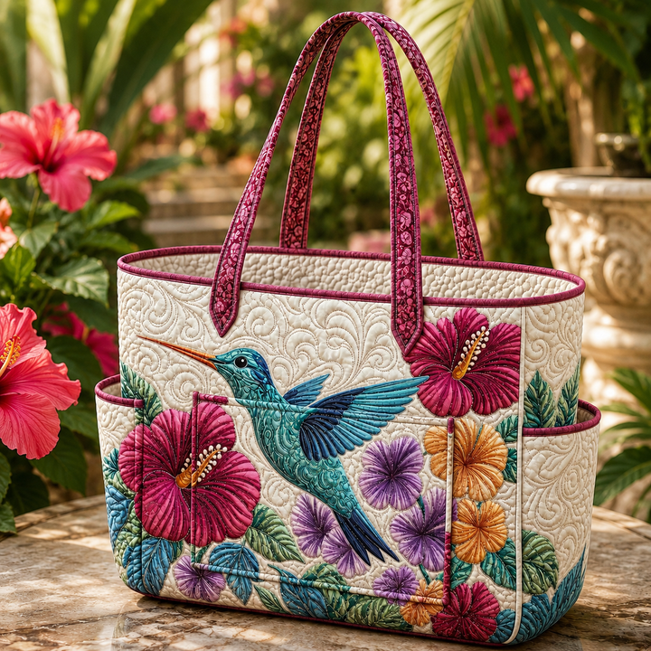 Manon – sac cabas matelassé au colibri élégant