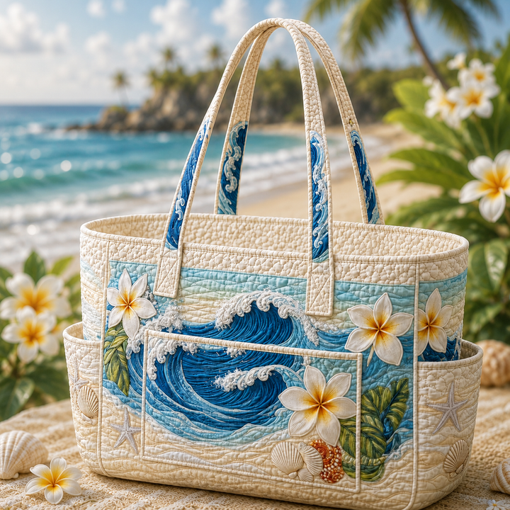 Fleur – sac cabas matelassé aux fleurs de frangipanier