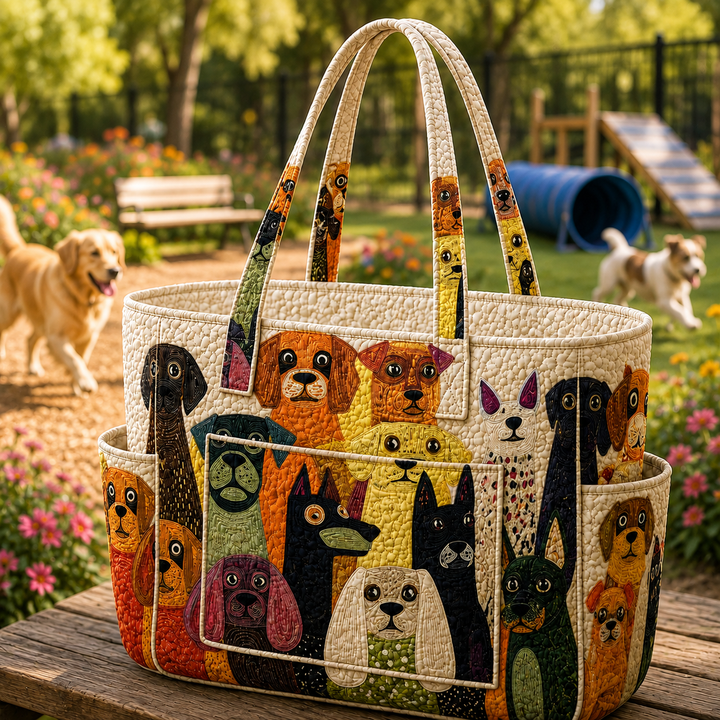Zoé – sac cabas matelassé au chien fantaisie