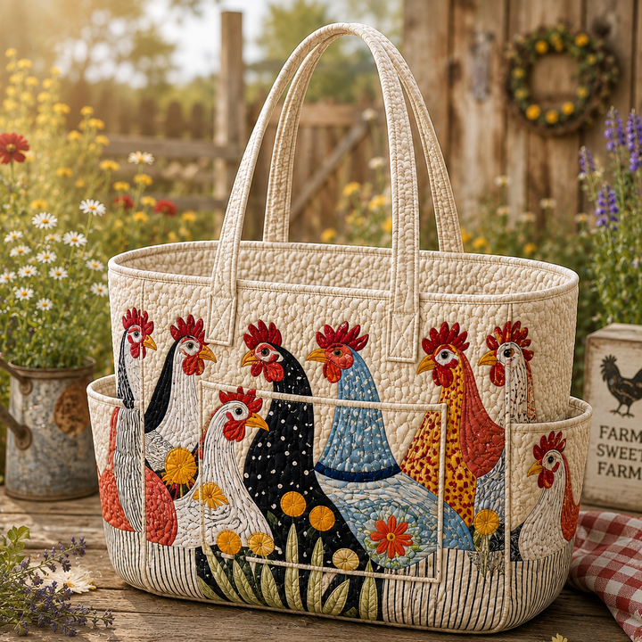 Agathe – sac cabas matelassé à la poule des prés