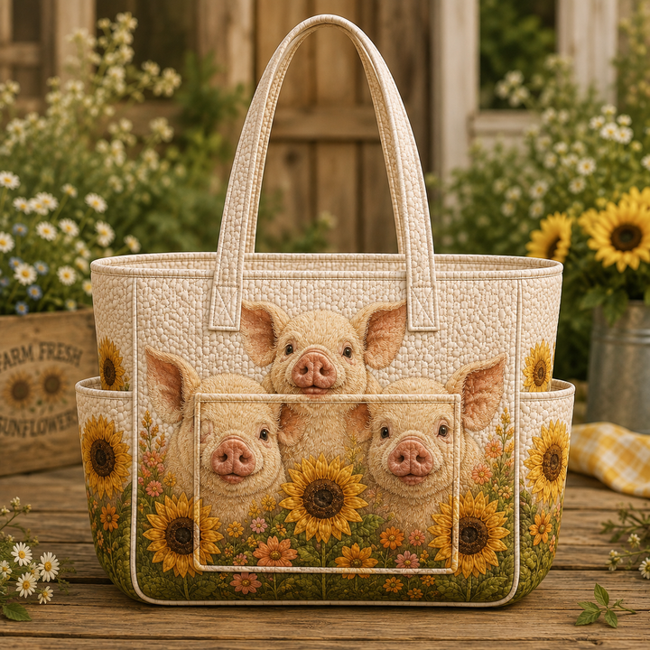 Capucine – sac cabas matelassé aux petits cochons joyeux