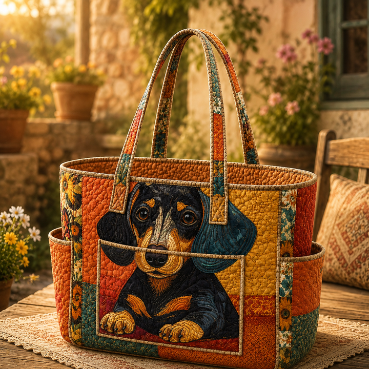 Céline – sac cabas matelassé au teckel adorable