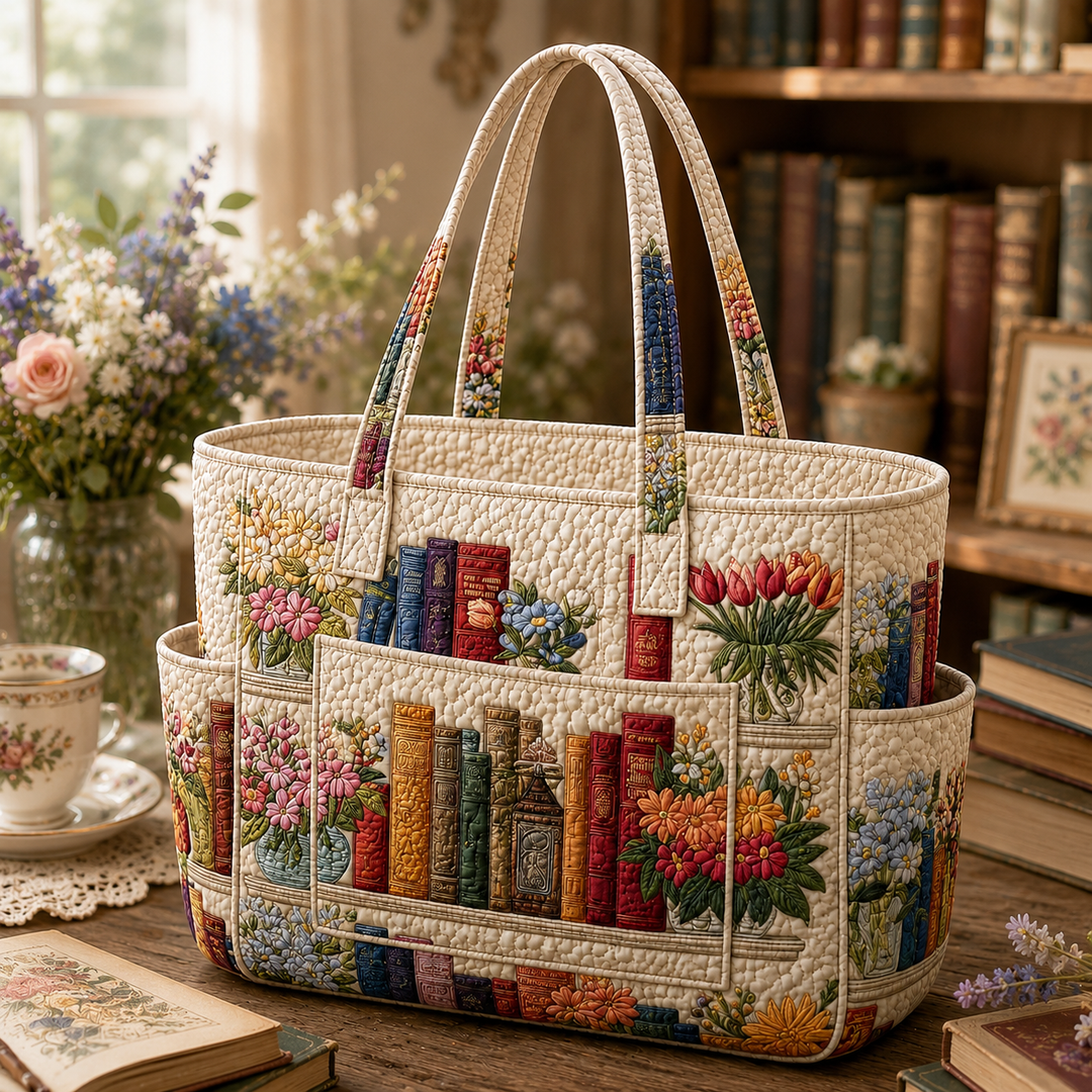 Bernadette – sac cabas matelassé aux livres