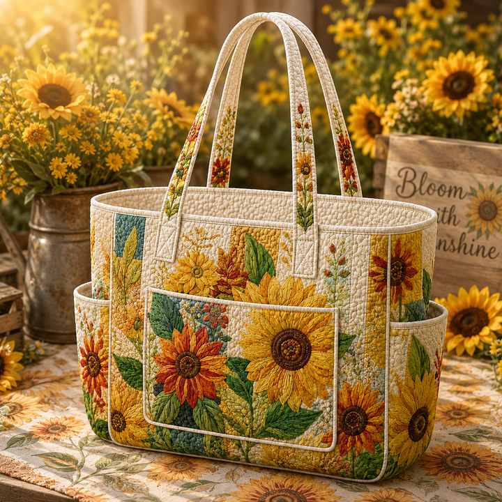 Gisèle – sac cabas matelassé au rêve de tournesols