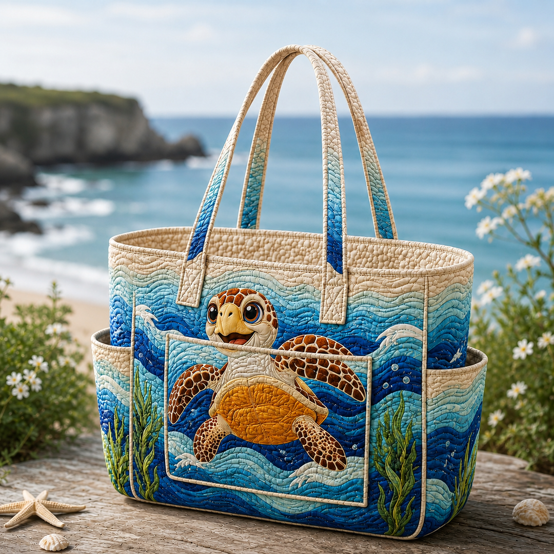 Coralie – sac cabas matelassé à la tortue marine