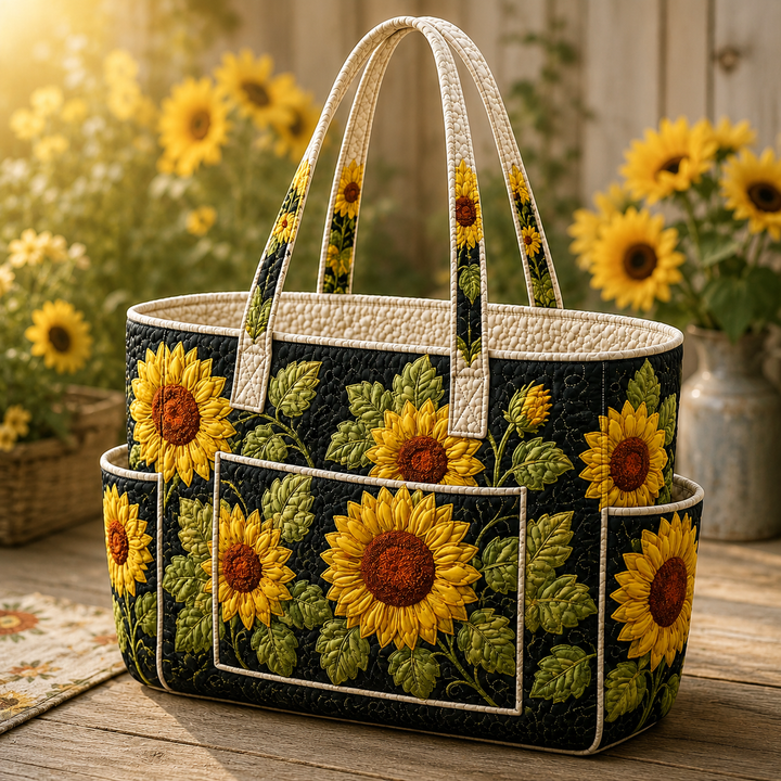 Suzanne – sac cabas matelassé aux tournesols