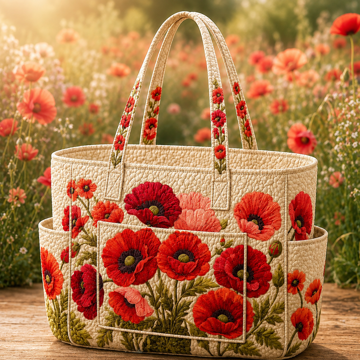 Pénélope – sac cabas matelassé aux coquelicots