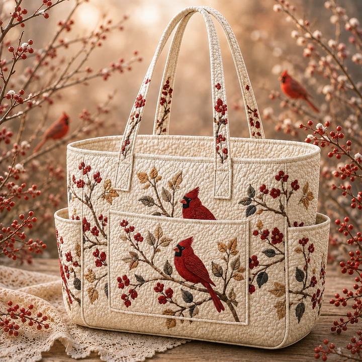 Émilie – sac cabas matelassé aux feuilles pourpres